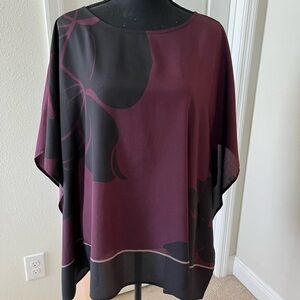 Chico's Black and Burgundy Floral Blouse